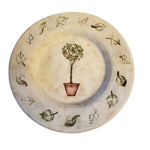 Heavy Hand Painted Pottery Plate